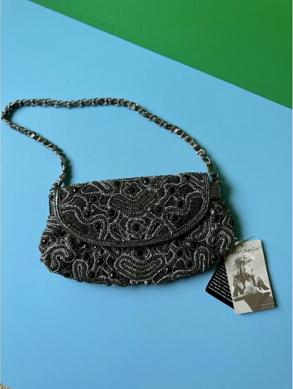 Vintage Betsey Johnson Cheetah VICTORIANA BLACK BH6975 Purse, With Detached Tags